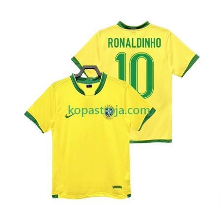 Billiga Fotbollströjor Brasilien RONALDINHO 10 2006 Retro Hemma tröja Kortärmad